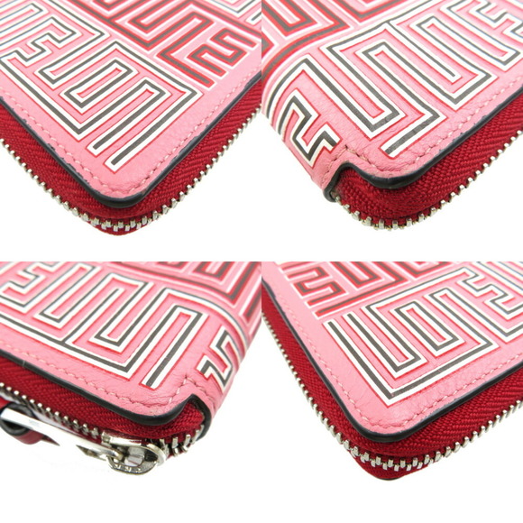Loewe Mays Square Zip Leather Red Pink Bifold Wallet - Picture 10 of 10